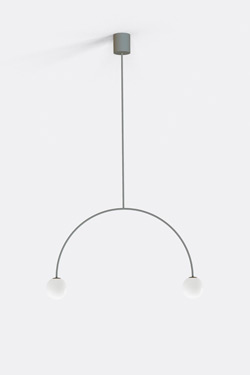 Olive green arc pendant lamp, Riga 50 cm. Robin. 
