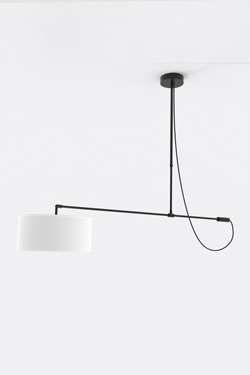 Raisa offset pendant light in matte black metal. Robin. 