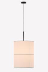 Rania cylindrical pendant lamp in cream fabric, 18 cm. Robin. 
