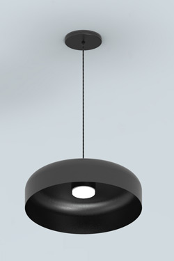 Rea contemporary pendant light in matte black aluminum. Robin. 