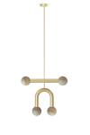 Rigoberta 4-light geometric pendant light in gold-plated metal. Robin. 