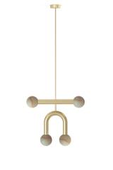 Rigoberta 4-light geometric pendant light in gold-plated metal. Robin. 
