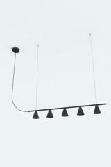 Rimini contemporary linear pendant light in matt black. Robin. 