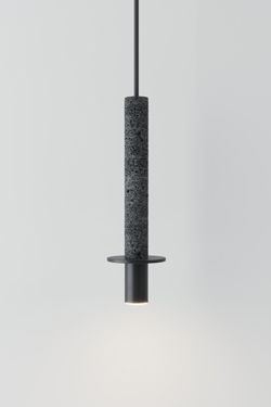 Rita concrete and black metal pendant lamp. Robin. 