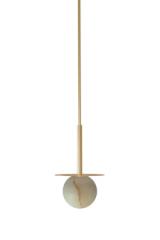 Royal round alabaster pendant light with gold reflector disc . Robin. 