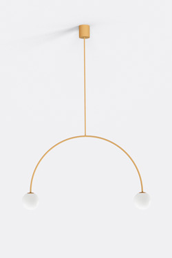 Sand yellow large pendant lamp, Riga 80 cm. Robin. 