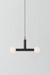 Small 2-light T-shaped pendant lamp in metal tubes Rigoberta Trio. Robin. 