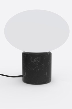 Small table lamp in black marble and white glass Remi. Robin. 