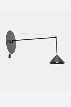 60cm offset wall light, adjustable, in black metal Roma. Robin. 