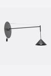 60cm offset wall light, adjustable, in black metal Roma. Robin. 