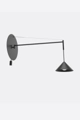 60cm offset wall light, adjustable, in black metal Roma. Robin. 