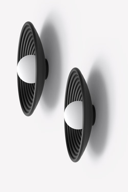 Randa black and white parabolic wall light. Robin. 