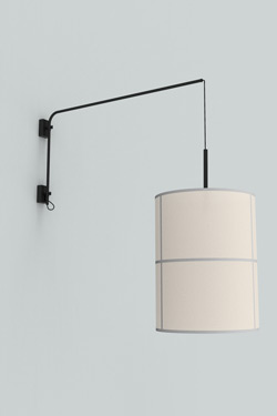 Rania cream fabric offset wall light. Robin. 