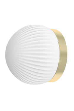 Small contemporary wall light in satin brass and opal white glass Roi. Robin. 