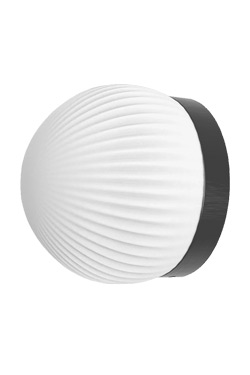 Small wall light in black metal and white opal glass. Robin. 