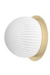 Small wall light with satin brass disc and opal white glass Roi. Robin. 