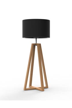 Club Lounge LED outdoor floor lamp in teak and chocolate brown lampshade. Royal Botania. 