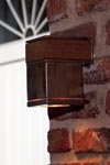 Q-Bic outdoor wall light in stainless steel and teak. Royal Botania. 
