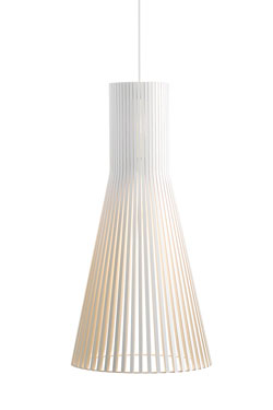 Suspension conique grand modèle blanche et bois. Secto Design. 