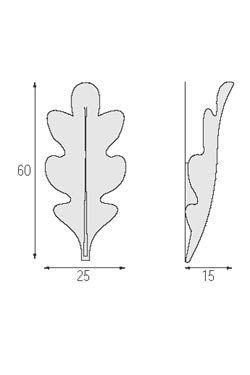 Chêne applique en plâtre blanc en forme de feuille de chêne. Sedap. 