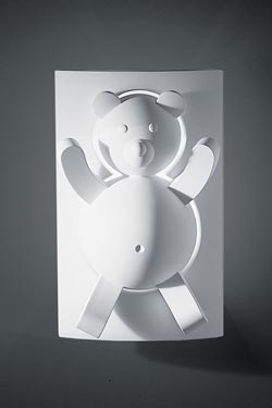 Teddy bear natural plaster wall lamp for children