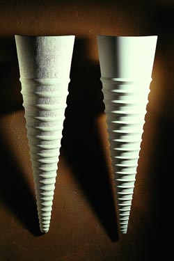 Cone 1487 natural plaster wall in fluted cone. Sedap. 