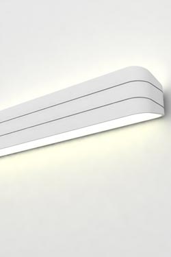 Trocadéro 30 wall lamp in natural plaster white ribbed folded bandeau 30cm. Sedap. 