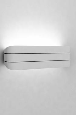 Trocadéro 30 wall lamp in natural plaster white ribbed folded bandeau 30cm. Sedap. 