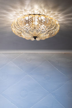 Large amber glass ceiling light Sole 55cm. Siru. 