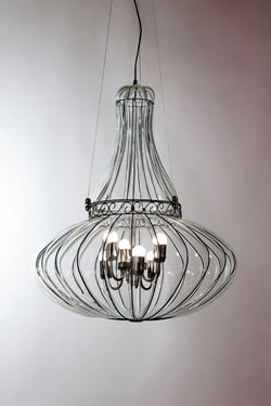 Venetian chandelier in transparent blown glass Doge 90. Siru. 