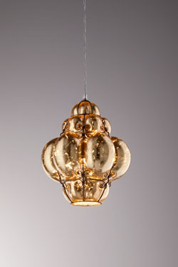 Gold leaf blown glass pendant lamp Foglia Oro. Siru. 