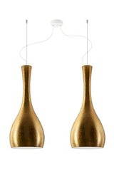 Suspension double Itteki en verre opale doré intérieur blanc. Sottoluce. Suspension double Itteki en verre opale doré intérieur blanc. Sottoluce.
