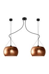 Suspension double Momo en verre opale cuivré intérieur blanc. Sottoluce. Suspension double Momo en verre opale cuivré intérieur blanc. Sottoluce.