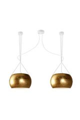 Suspension double Momo en verre opale doré intérieur blanc. Sottoluce. Suspension double Momo en verre opale doré intérieur blanc. Sottoluce.