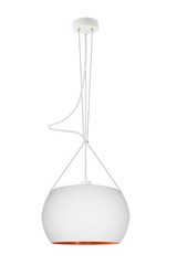 Suspension simple Momo en verre opale blanc mat intérieur cuivré. Sottoluce. Suspension simple Momo en verre opale blanc mat intérieur cuivré. Sottoluce.