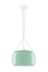 Suspension simple Momo en verre opale vert aqua intérieur blanc. Sottoluce. 