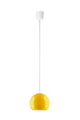 Suspension simple Myoo en verre opale jaune intérieur blanc. Sottoluce. Suspension simple Myoo en verre opale jaune intérieur blanc. Sottoluce.