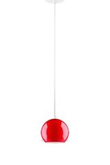 Suspension simple Myoo en verre opale rouge intérieur blanc. Sottoluce. Suspension simple Myoo en verre opale rouge intérieur blanc. Sottoluce.