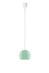 Suspension simple Myoo en verre opale vert aqua intérieur blanc. Sottoluce. Suspension simple Myoo en verre opale vert aqua intérieur blanc. Sottoluce.