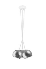 Suspension triple Myoo en verre opale argenté intérieur blanc. Sottoluce. Suspension triple Myoo en verre opale argenté intérieur blanc. Sottoluce.