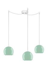 Suspension triple Myoo en verre opale bleu intérieur blanc. Sottoluce. Suspension triple Myoo en verre opale bleu intérieur blanc. Sottoluce.