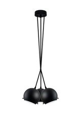 Suspension triple Myoo en verre opale noir mat intérieur blanc. Sottoluce. Suspension triple Myoo en verre opale noir mat intérieur blanc. Sottoluce.