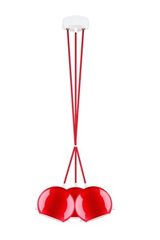 Suspension triple Myoo en verre opale rouge intérieur blanc. Sottoluce. Suspension triple Myoo en verre opale rouge intérieur blanc. Sottoluce.