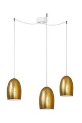 Suspension triple Ume en verre opale doré intérieur blanc. Sottoluce. Suspension triple Ume en verre opale doré intérieur blanc. Sottoluce.