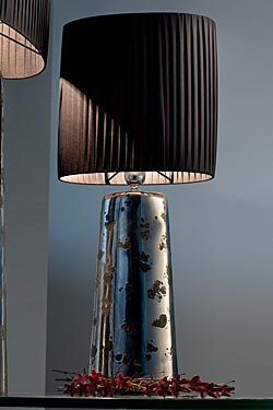 Deep lampe potiche étroite céramique platine brillant et motif mat petit modèle. Munari par Stylnove Ceramiche. 