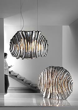 Dune lampe en céramique argent. Munari par Stylnove Ceramiche. 