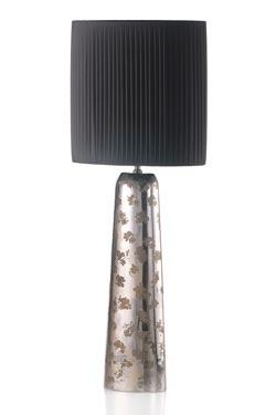 Deep lampe potiche étroite céramique platine brillant et motif mat petit modèle. Munari par Stylnove Ceramiche. 