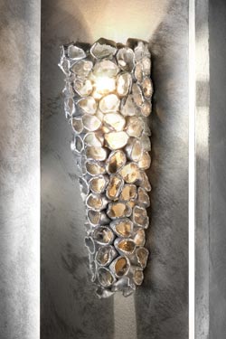 Linea Reef longue applique conique céramique et feuille d'argent. Munari par Stylnove Ceramiche. 