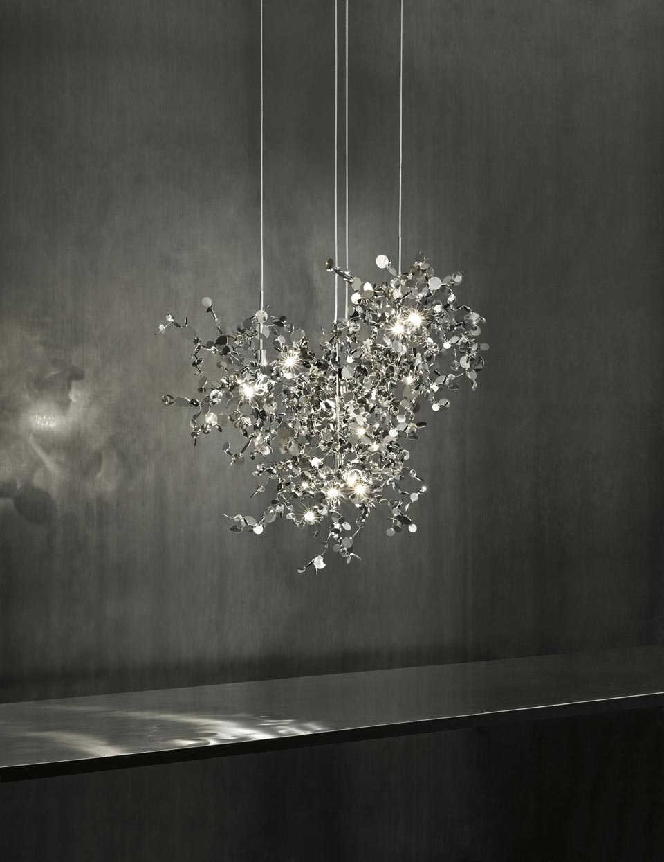 Argent 12-light silver-plated cloud chandelier. Terzani. 