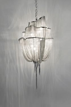 Atlantis cascade chandelier in nickel finish metal. Terzani. 